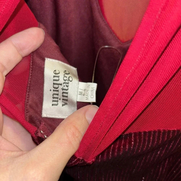 NWOT Unique Vintage Red Velour Flapper Dress - Picture 4 of 4